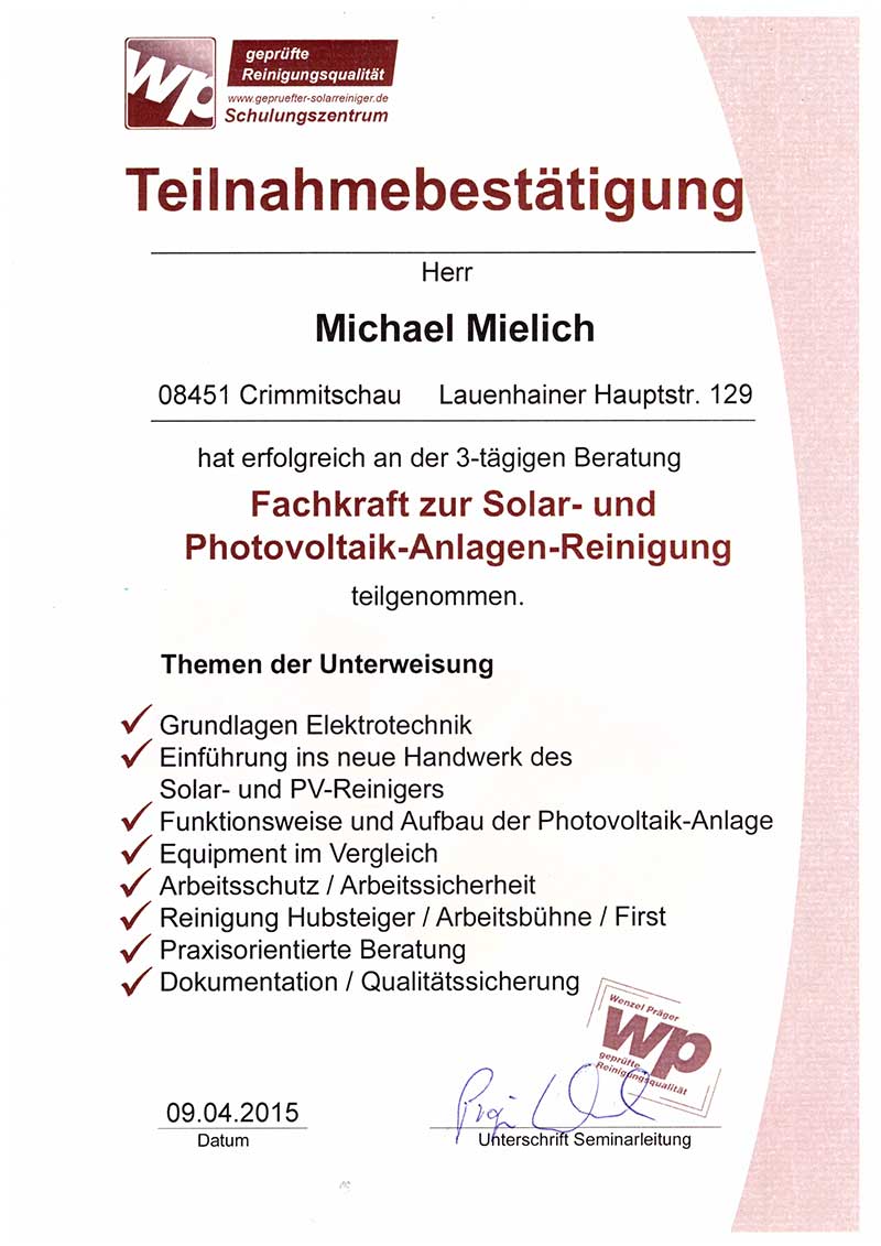 Fachkraft PV-Reinigung